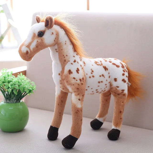Kawaii Simulation Horse Plush Doll - Soft Lifelike Stuffed Animal and Gift, 4 Styles and 3 Sizes D