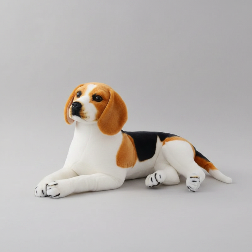 Lifelike Beagle Dog Plush Toy – Giant Stuffed Animal Lying