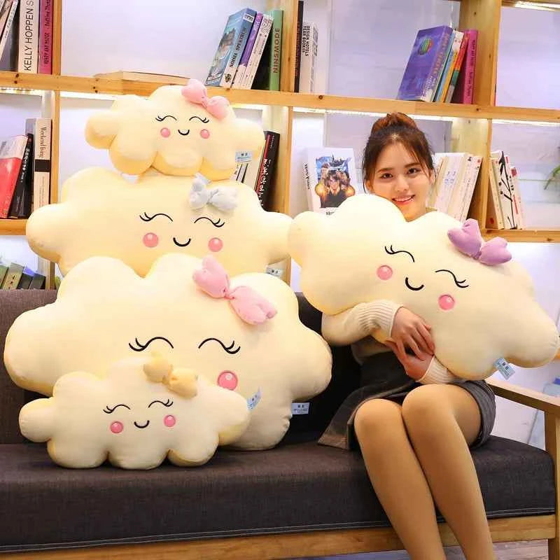 Giant Kawaii Cloud Plush Pillow (27.6/35.4 in) - Soft Stuffed Cushion & Lovely Gift