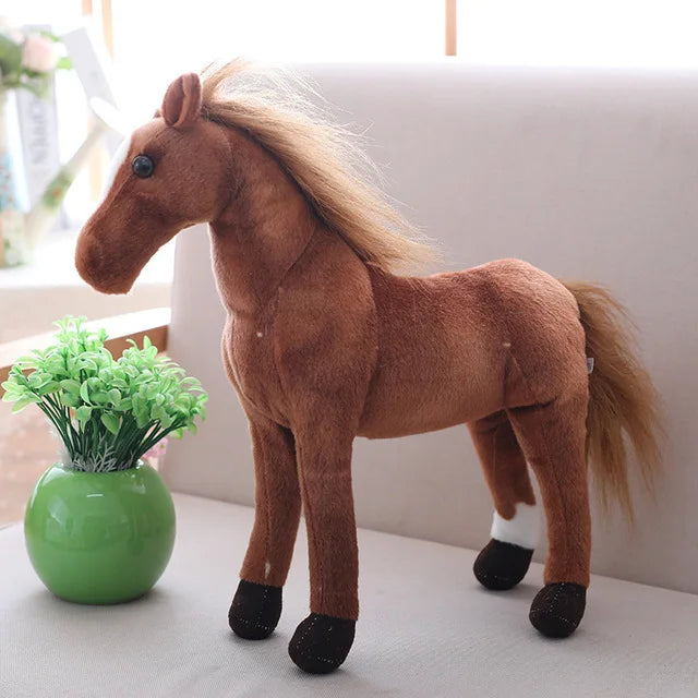 Kawaii Simulation Horse Plush Doll - Soft Lifelike Stuffed Animal and Gift, 4 Styles and 3 Sizes A