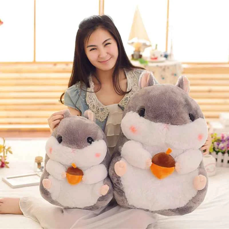 28/38/55CM Interesting Series Cute Cartoon Holding Snacks Hamster Plush Toy Mouse Dolls Bedroom Decoration Girl Birthday Gift