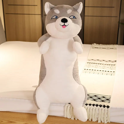 Giant Standing Dog Plush Toy – Cute Shiba Inu & Husky Stuffed Animal Body Pillow Gray A