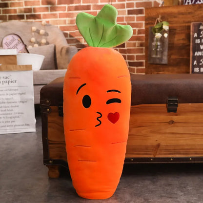 Smile Carrot Plush Pillow – Cute Vegetable Stuffed Toy