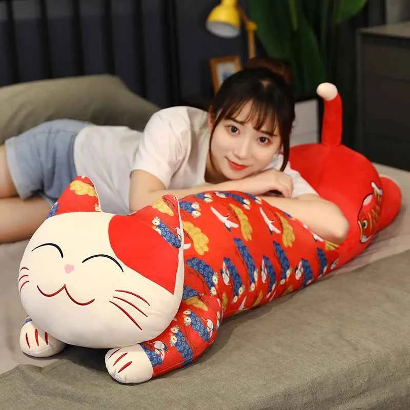 Giant Lying Cat Plush Toy – Kawaii Long Cat Body Pillow Stuffed Animal