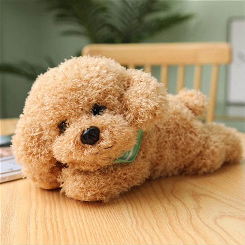 Realistic Teddy Dog Plush Toy – Soft Puppy Stuffed Animal Light Brown A