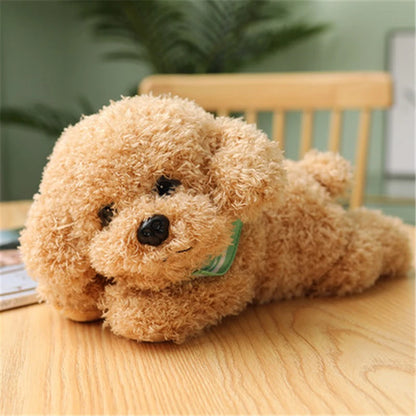 Realistic Teddy Dog Plush Toy – Soft Puppy Stuffed Animal Light Brown A