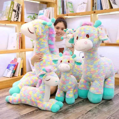 Kawaii Rainbow Sika Deer Plush Toy – Cute Giant Deer Stuffed Animal Pillow