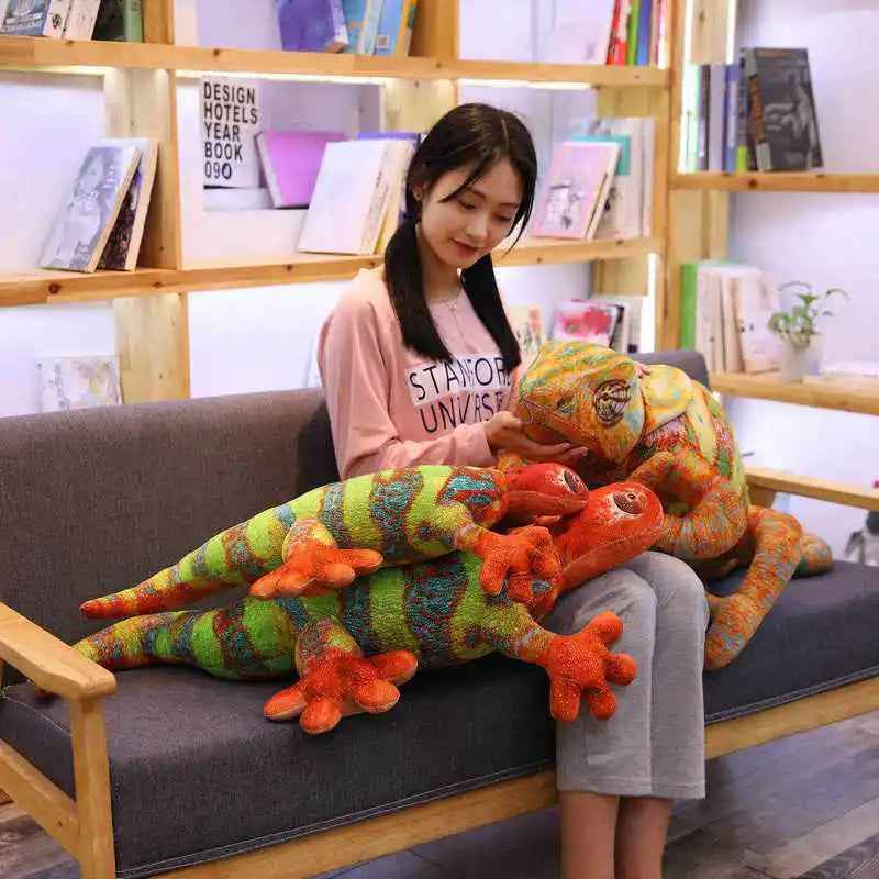 Realistic Lizard & Chameleon Plush Toy – Giant Reptile Stuffed Animal Pillow