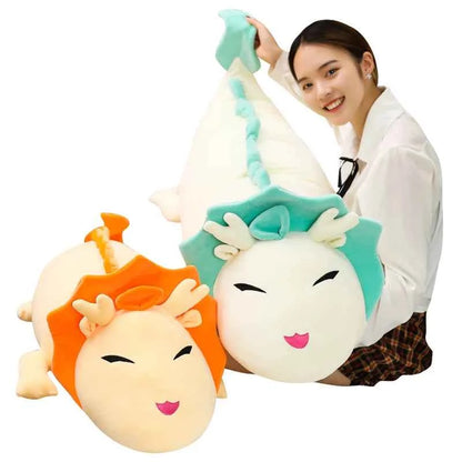 Cute Dragon Plush Toy 90-150cm Soft White Long Pillow Three Colors Dinosaur Stuffed Sleeping Cushion Gift Cartoon