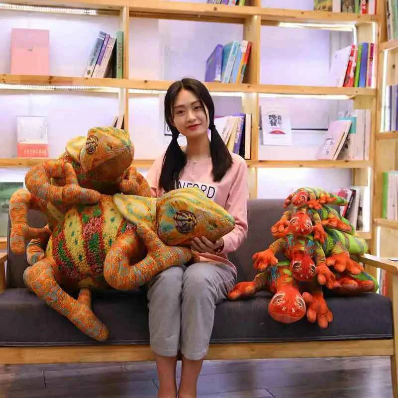 Realistic Lizard & Chameleon Plush Toy – Giant Reptile Stuffed Animal Pillow