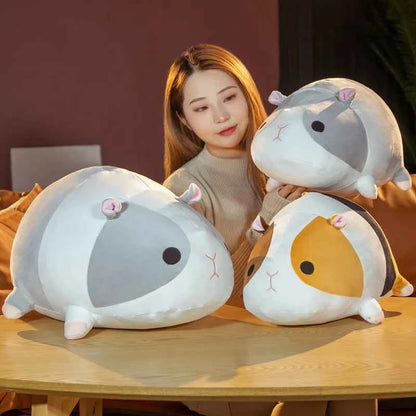 Kawaii Hamster Plush Hug Pillow – Soft Stuffed Chinchilla & Guinea Pig Doll in Gray & Brown (40 & 50cm)