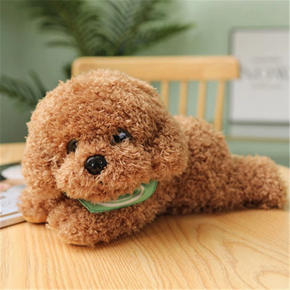 Realistic Teddy Dog Plush Toy – Soft Puppy Stuffed Animal Brown A