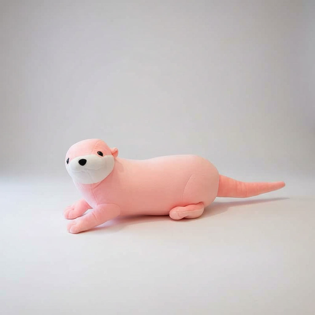 Realistic Otter Plush Toy – Cute Sea Otter Stuffed Animal Pillow Pink