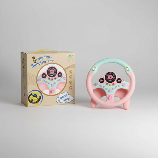 Kawaii Kids Steering Wheel Toy – Educational Baby Driving Toy with Light, Sound & Traffic Signals With retail box 1