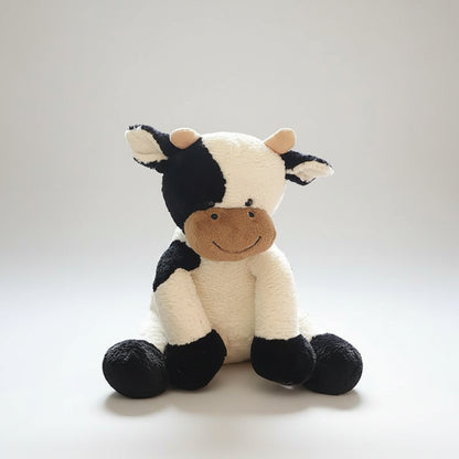Kawaii Sitting Milk Cow Plush Toy – Lifelike Stuffed Cattle Doll (25–70cm) White