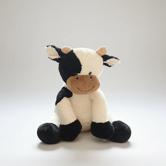 Kawaii Sitting Milk Cow Plush Toy – Lifelike Stuffed Cattle Doll (25–70cm) White