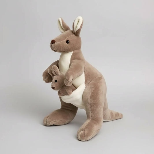 Mother & Baby Kangaroo Plush Toy – Cute Kangaroo Stuffed Animal Pillow DeepPink