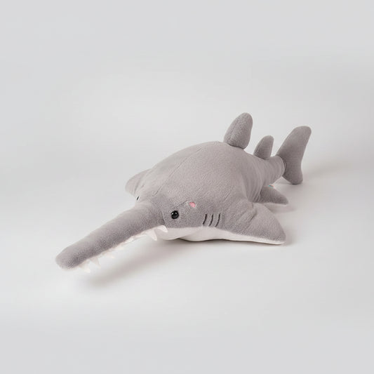Giant Serrated Shark Plush Pillow – Soft Stuffed Shark Sofa Cushion in Blue, Gray & Colourful (55–140cm) Gray