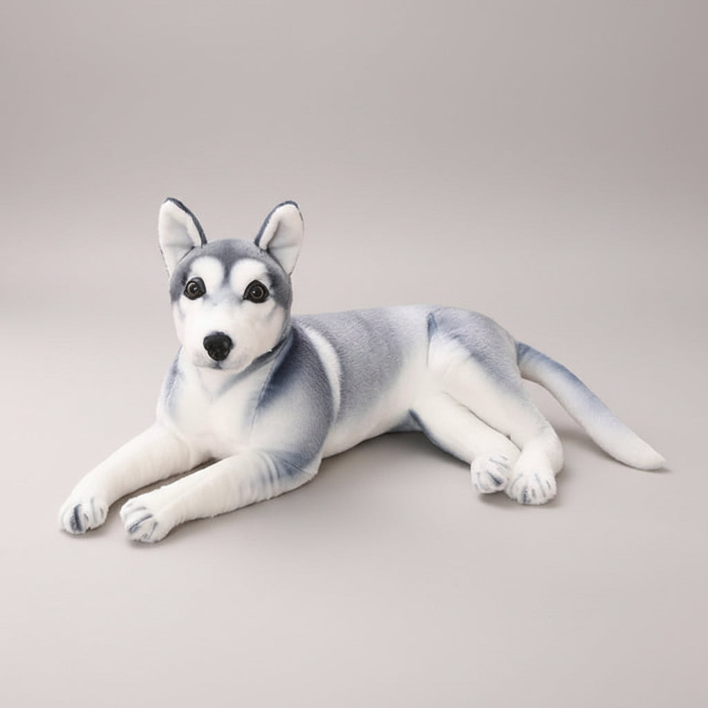 Realistic Husky Plush Toy – Simulation Siberian Husky Stuffed Dog 32.7" Lying (83cm)