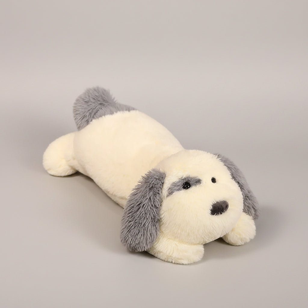 Soft Lying Dog Plush Toy – Giant Fluffy Puppy Hug Pillow White