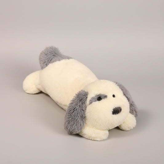 Soft Lying Dog Plush Toy – Giant Fluffy Puppy Hug Pillow White