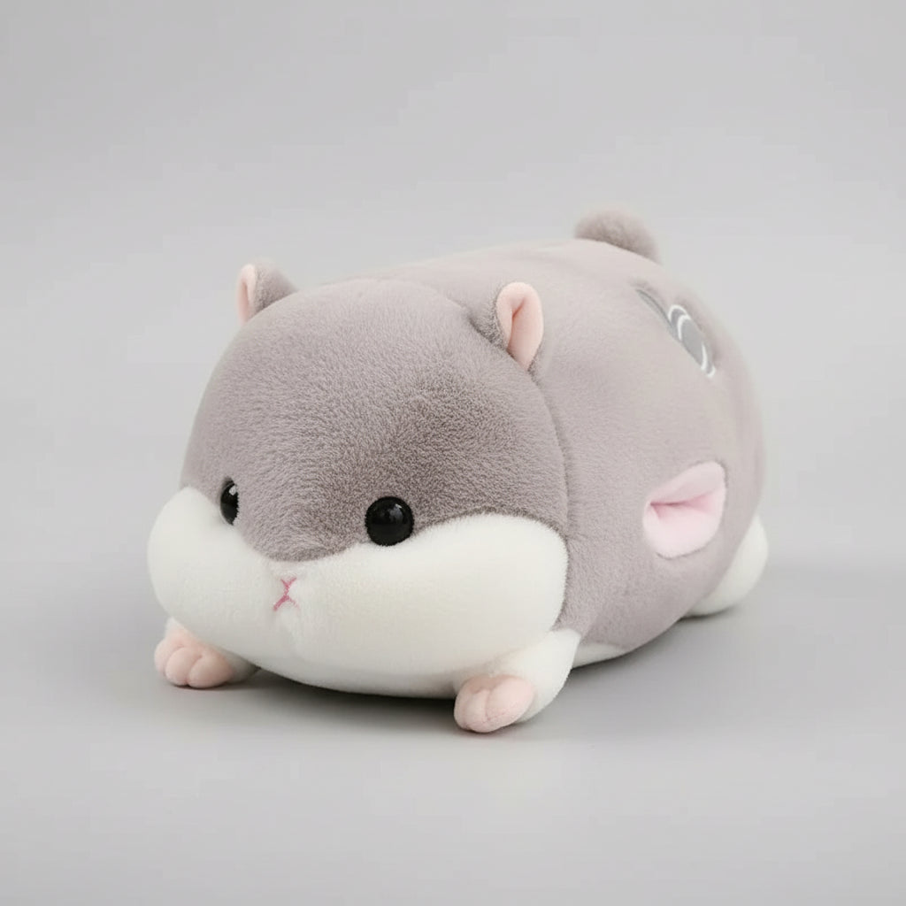 Giant Winter Hamster Plush Toy – Cute Hand Warmer Stuffed Animal Body Pillow Gray