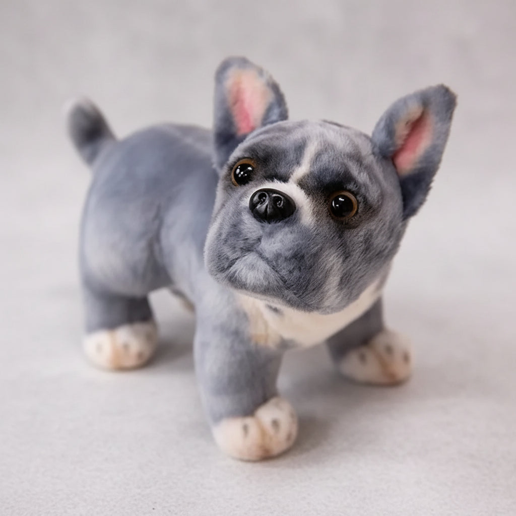 Realistic French Bulldog Plush Toy – Simulation Frenchie Dog Ornament & Collectible Decor B