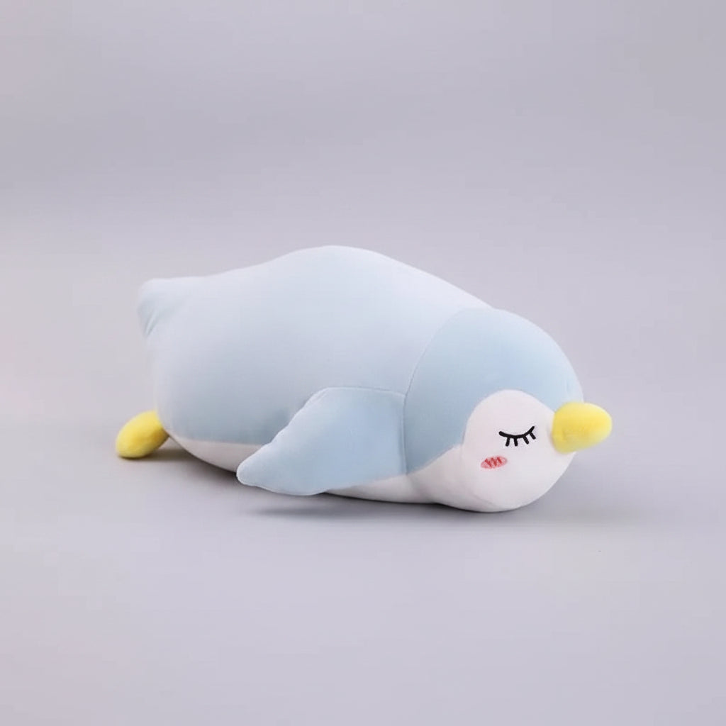 Kawaii Penguin Plush Toy – Soft Stuffed Cartoon Penguin Doll in Black & Sky Blue (50 & 70cm) Sky Blue