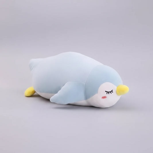Kawaii Penguin Plush Toy – Soft Stuffed Cartoon Penguin Doll in Black & Sky Blue (50 & 70cm) Sky Blue