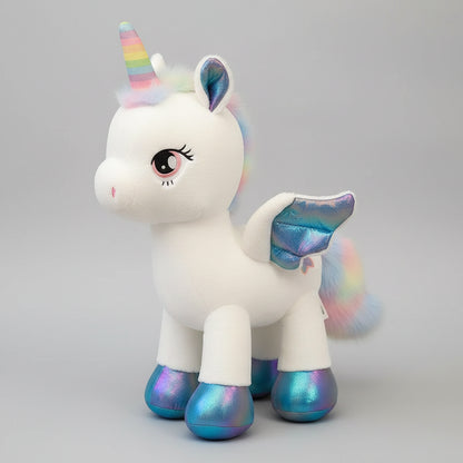 Rainbow Pegasus Unicorn Plush Toy – Magical Winged Pony Stuffed Animal White 15.7" (40cm)