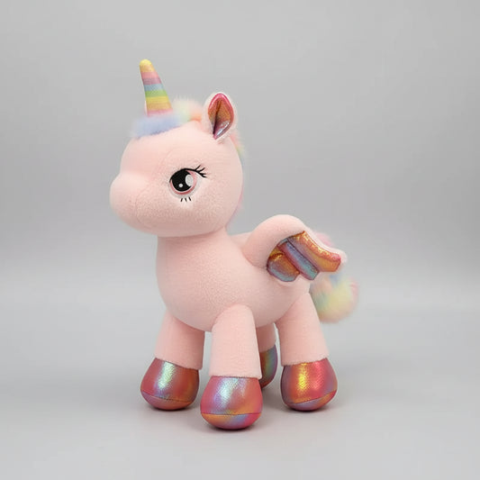 Rainbow Pegasus Unicorn Plush Toy – Magical Winged Pony Stuffed Animal Pink 15.7" (40cm)