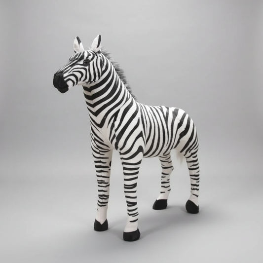 Standing Zebra Plush Toy – Giant Realistic Zebra Stuffed Animal Black White