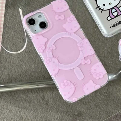 Cute Sanrio Hello Kitty Magnetic Wallet Magsafe Phone Case - Wireless Charge Cover