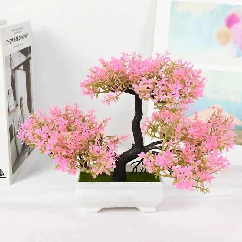 Artificial Plants Bonsai Small Tree Pot Fake Plant Flowers Pink