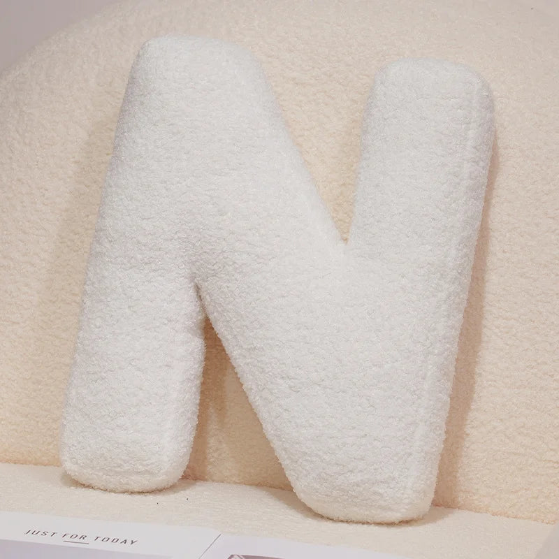Kawaii English Letter Plush Pillow – Soft Stuffed Alphabet Sofa Cushion & Kids Learning Toy (A–Z + Heart) N