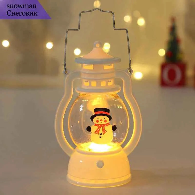 Portable LED Christmas Santa Snowman Lanterns - Indoor Holiday Decor Lights