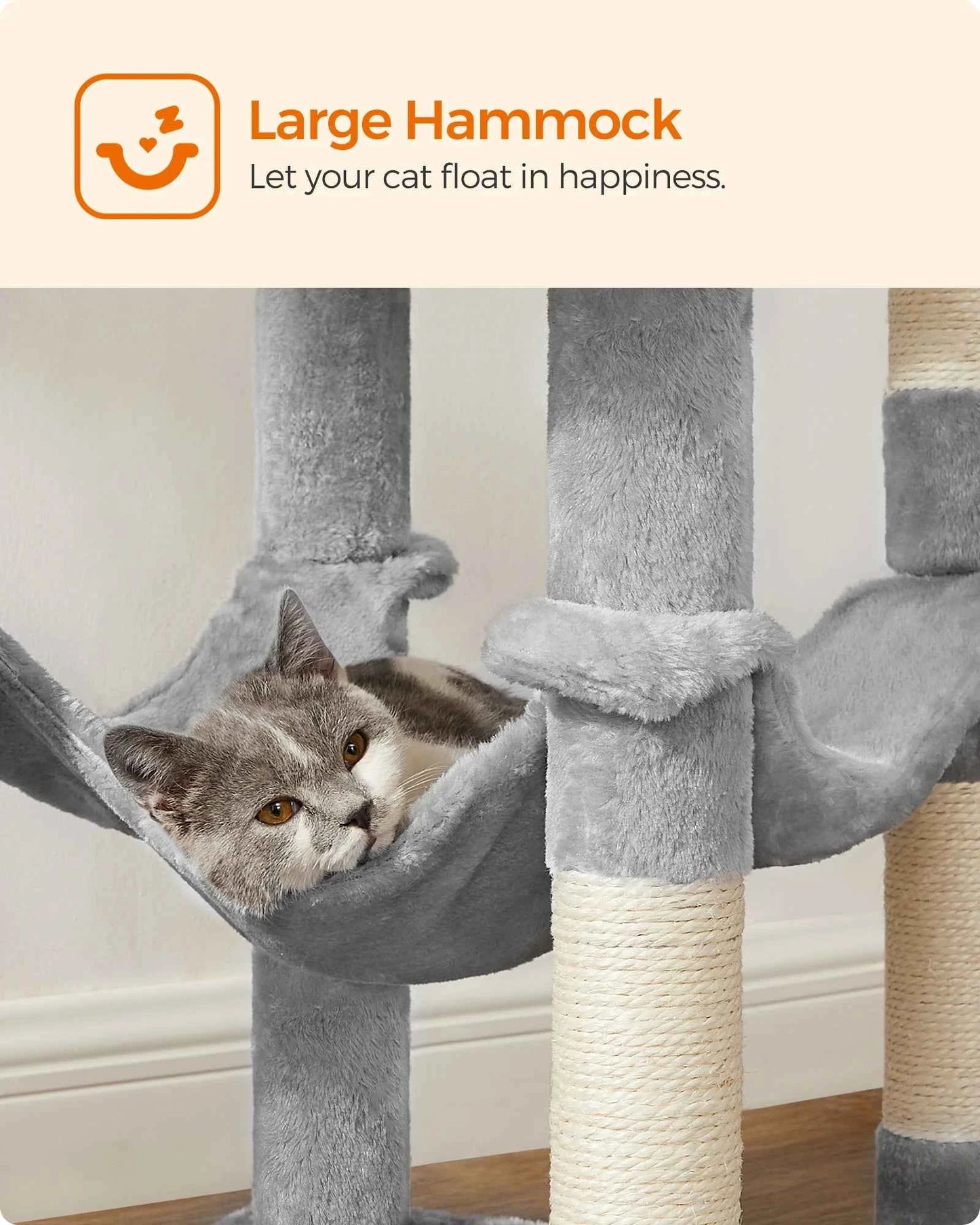 56.3" Multi-Cat Tree Tower: Hammock, Condo & Scratching Posts for Indoor Cats