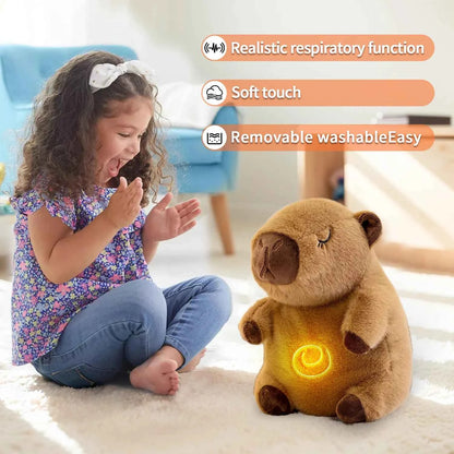 Music Breathing Capybara Plush Doll Rhythmic Lights Toys Soft Plush Stuffed Animal Capybara Otter Koala Toy Dolls Gift