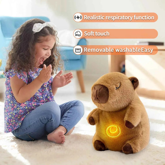 Music Breathing Capybara Plush Doll Rhythmic Lights Toys Soft Plush Stuffed Animal Capybara Otter Koala Toy Dolls Gift
