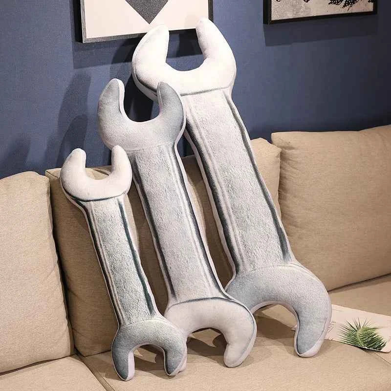 Giant Wrench Plush Pillow - Funny Oversized Tool Stuffed Cushion Home Sofa Decor and Gag Gift, 70cm