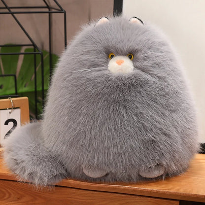 Fluffy Cat Plush Toy – Soft Stuffed Cat Pillow Gray