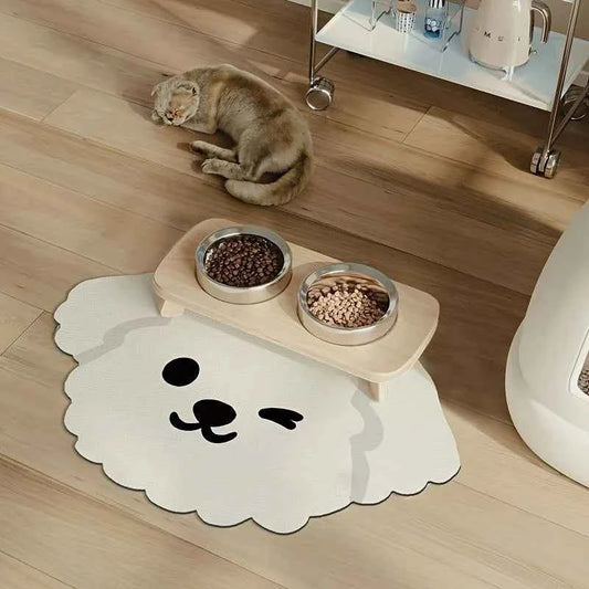 VIKAMA Cartoon Pet Diatomaceous Earth Mat Water-Absorbent Quick-Drying Non-Slip Mat Kennel Mat Dog Dining Mat Home Decoration