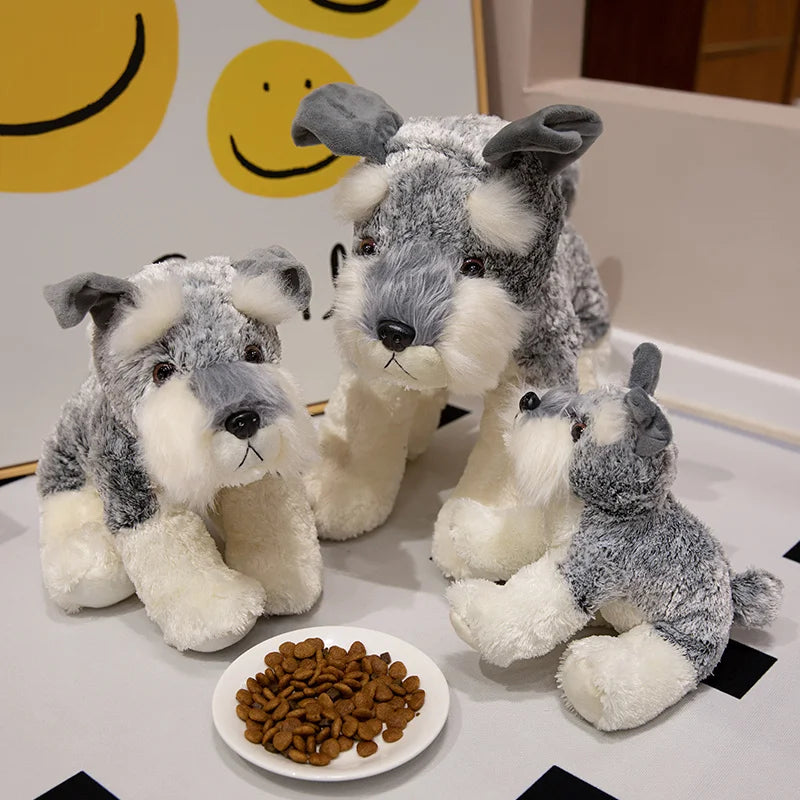 Cute Schnauzer Plush Toy – Soft Stuffed Dog Doll in Multiple Sizes