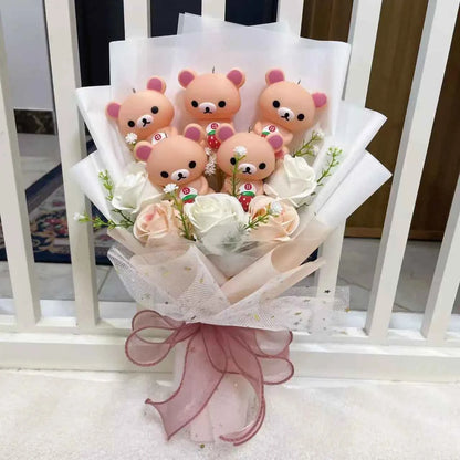 New Anime Rilakkuma Plush Doll Bouquet (12.6-13.8 in) - Stuffed Animals Gift