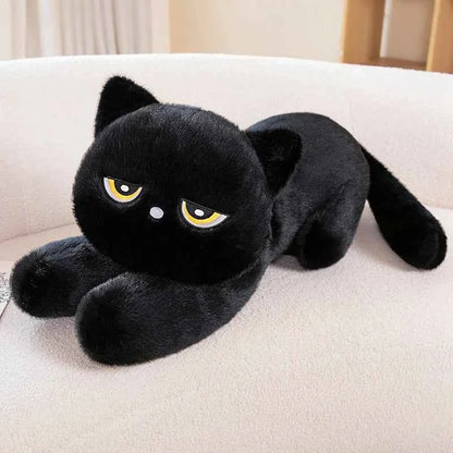 Giant Cute Black/Gray Lying Cat Plush Toys Soft Simulated Cat Plushie Dolls Pillow Stuffed Animal Lovely Birthday Gift