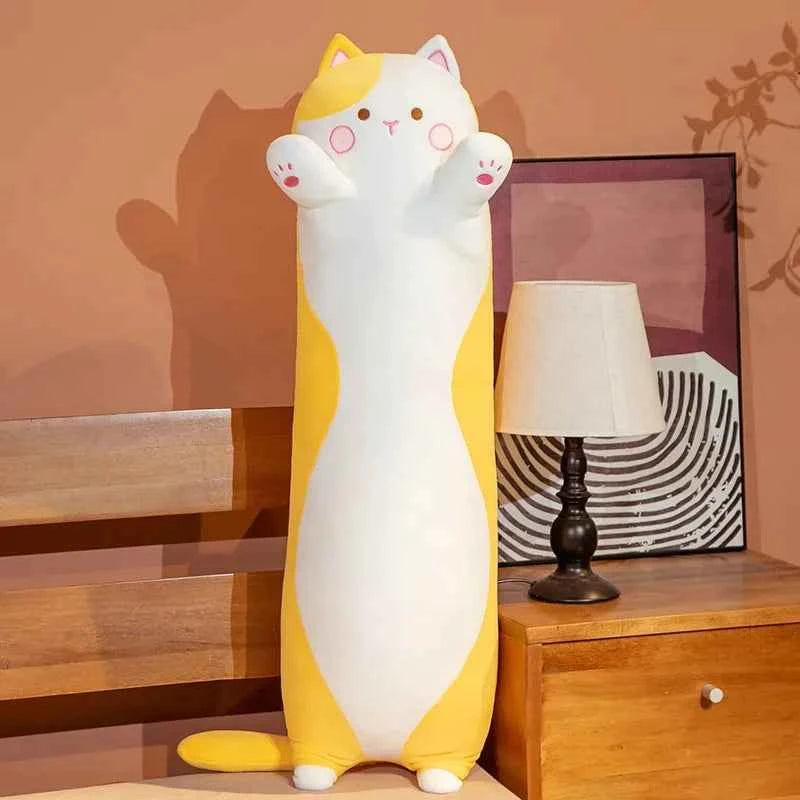Giant Long Cat Plush Toy (35.4/43.3 in) - Cylindrical Animal Bolster Sleeping Pillow Gift