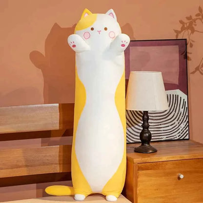 Giant Long Cat Plush Toy (35.4/43.3 in) - Cylindrical Animal Bolster Sleeping Pillow Gift
