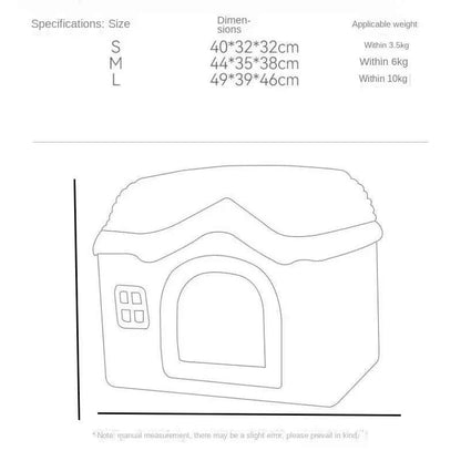 Kawaii Foldable Pet Castle House (Up to 19.3 in) - Soft Detachable Washable Cat Cave Nest