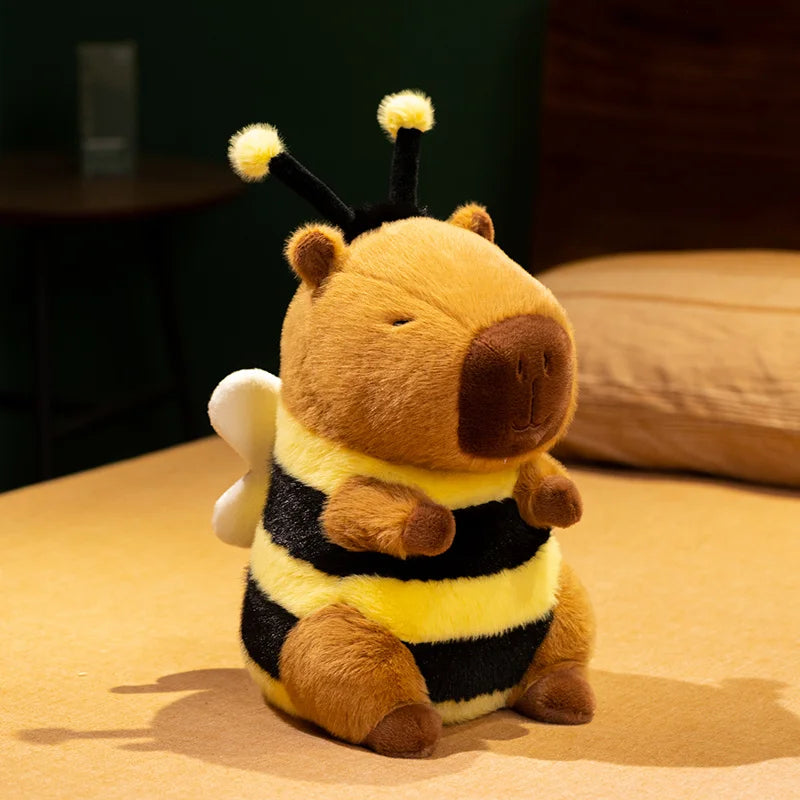 Bee Capybara Plush Toy – Cute Capybara with Bumblebee Costume Stuffed Animal Brown 9.1" (23cm)
