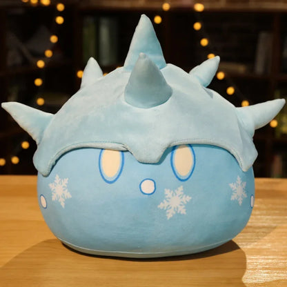 Genshin Impact Elemental Slime Plush Pillow - Soft Stuffed Cushion Collectible Gift, 7 Elements and 2 Sizes Ice